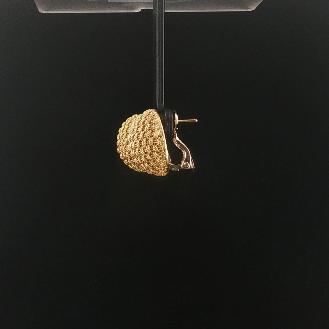 18k Yellow Gold 11.8g Vintage Heavy Woven Button Stud Earrings
