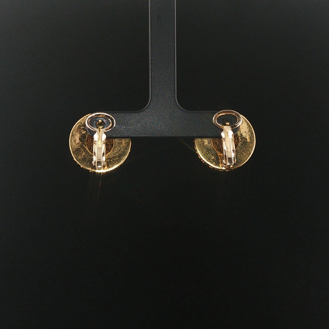 18k Yellow Gold 11.8g Vintage Heavy Woven Button Stud Earrings