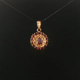 18k Yellow Gold and Red Garnet 5.7g Vintage Solid Pendant Italy 1"