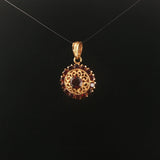 18k Yellow Gold and Red Garnet 5.7g Vintage Solid Pendant Italy 1"