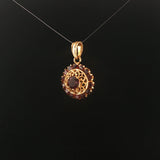 18k Yellow Gold and Red Garnet 5.7g Vintage Solid Pendant Italy 1"