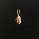18k Yellow Gold and Red Garnet 5.7g Vintage Solid Pendant Italy 1"