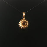 18k Yellow Gold and Red Garnet 5.7g Vintage Solid Pendant Italy 1"