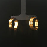 22k Yellow Gold 4.6g Vintage Ribbed Hoop Huggie Earrings 0.75"