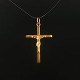 19k Portuguese Yellow Gold 1g Vintage Cross Crucifix Pendant 1.25"