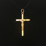 19k Portuguese Yellow Gold 1g Vintage Cross Crucifix Pendant 1.25"