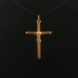 19k Portuguese Yellow Gold 1g Vintage Cross Crucifix Pendant 1.25"