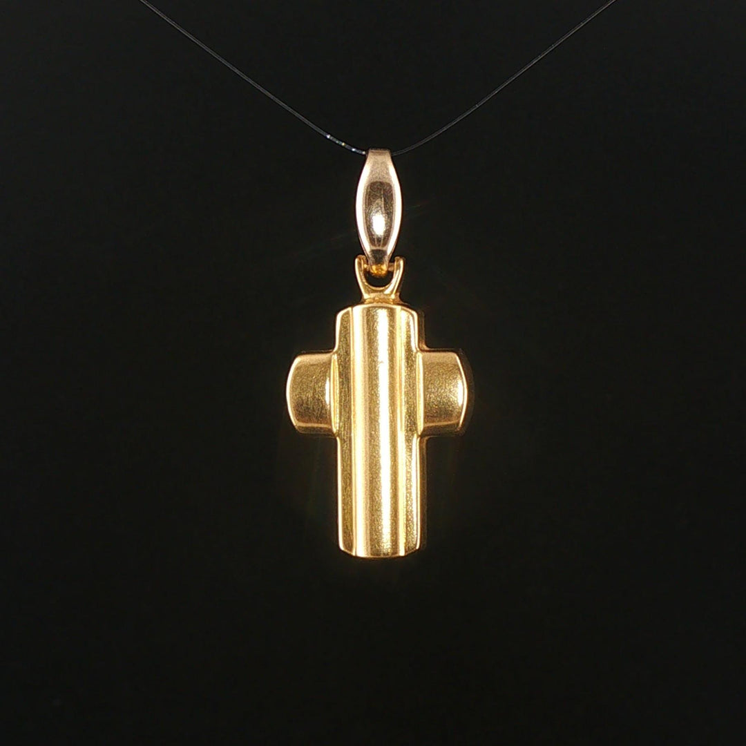 18k Yellow and White Gold 3g Vintage Cross Pendant Italy 1.25"