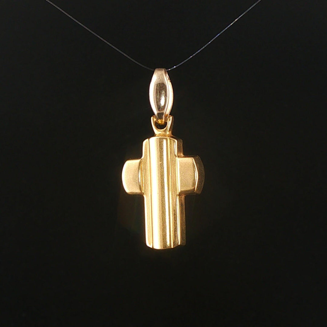 18k Yellow and White Gold 3g Vintage Cross Pendant Italy 1.25"