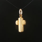 18k Yellow and White Gold 3g Vintage Cross Pendant Italy 1.25"