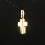 18k Yellow and White Gold 3g Vintage Cross Pendant Italy 1.25"