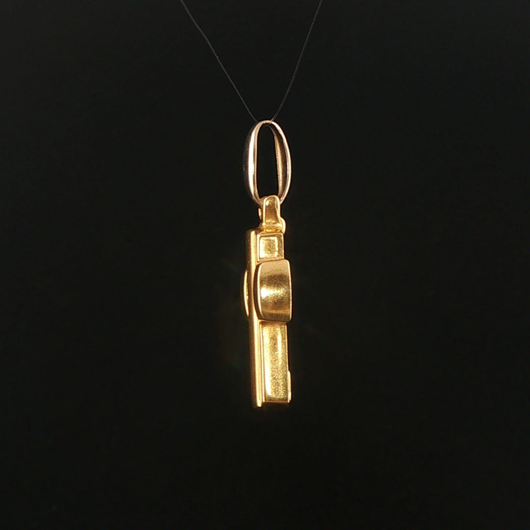 18k Yellow and White Gold 3g Vintage Cross Pendant Italy 1.25"
