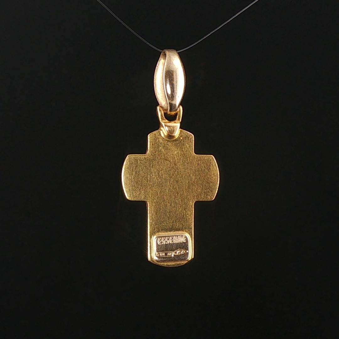 18k Yellow and White Gold 3g Vintage Cross Pendant Italy 1.25"