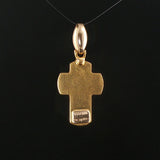 18k Yellow and White Gold 3g Vintage Cross Pendant Italy 1.25"