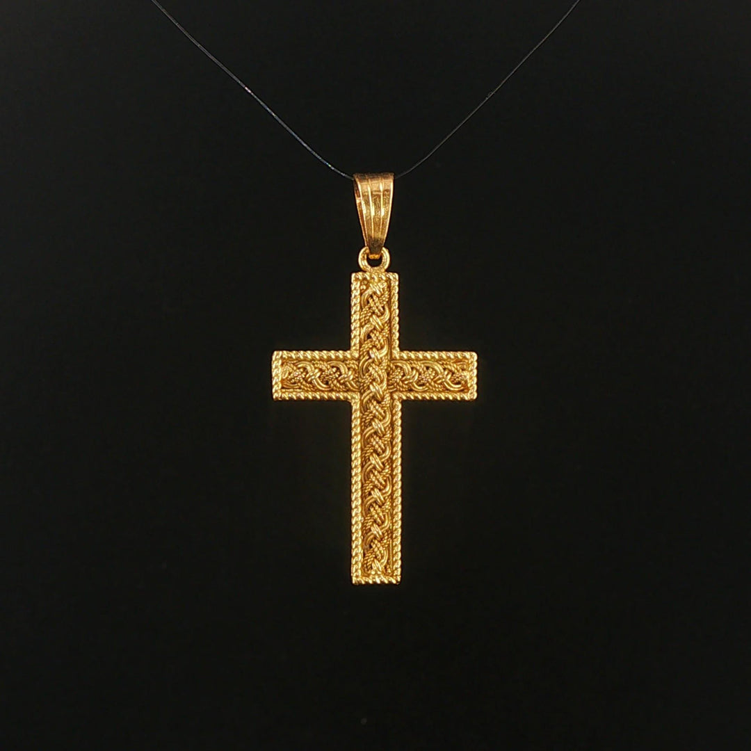18k Yellow Gold 3.4g Vintage Cross Pendant Italy 1.5"