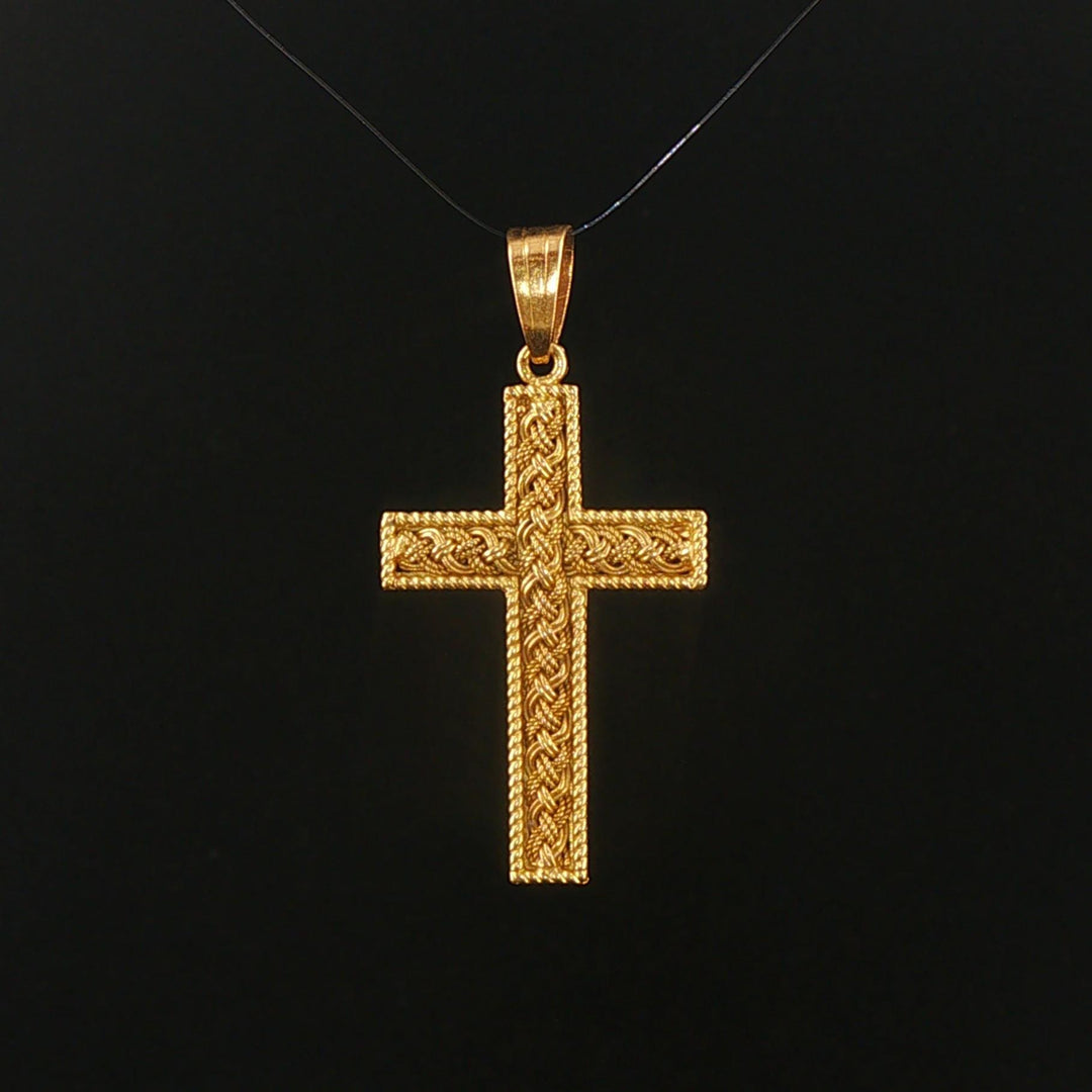 18k Yellow Gold 3.4g Vintage Cross Pendant Italy 1.5"