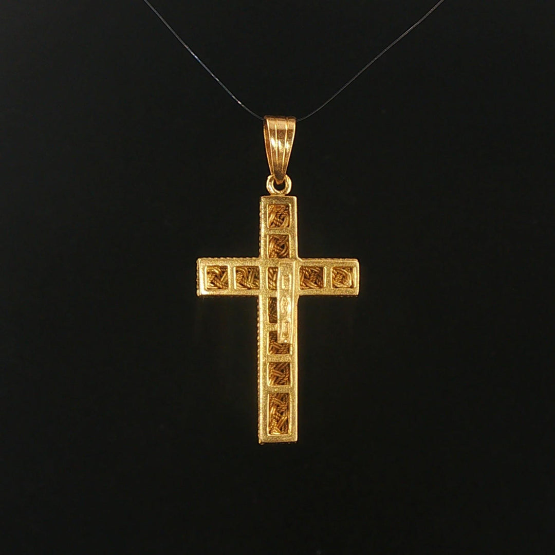 18k Yellow Gold 3.4g Vintage Cross Pendant Italy 1.5"