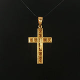 18k Yellow Gold 3.4g Vintage Cross Pendant Italy 1.5"