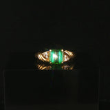 18k Yellow Gold Green Tourmaline and Diamond Ring Size 6.75