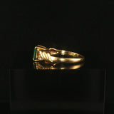 18k Yellow Gold Green Tourmaline and Diamond Ring Size 6.75