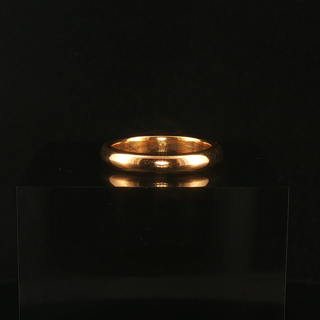Antique 18k Yellow Gold 5.2g Solid Polished 3.5mm Domed Band Ring Size 5.75