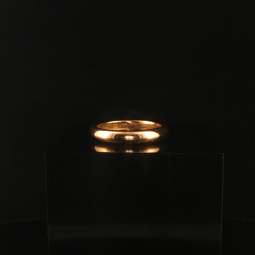 Antique 18k Yellow Gold 5.2g Solid Polished 3.5mm Domed Band Ring Size 5.75
