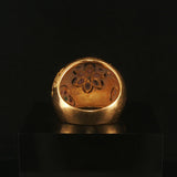 18k Yellow Gold 10.8g Vintage Ruby Emerald and Diamond Bombe Ring Size 7.75