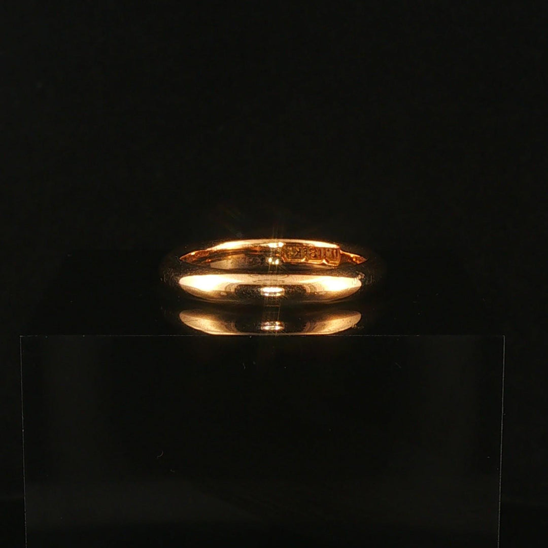 18k Yellow Gold 5.3g Solid Polished Vintage 3.5mm Domed Band Ring Size 7