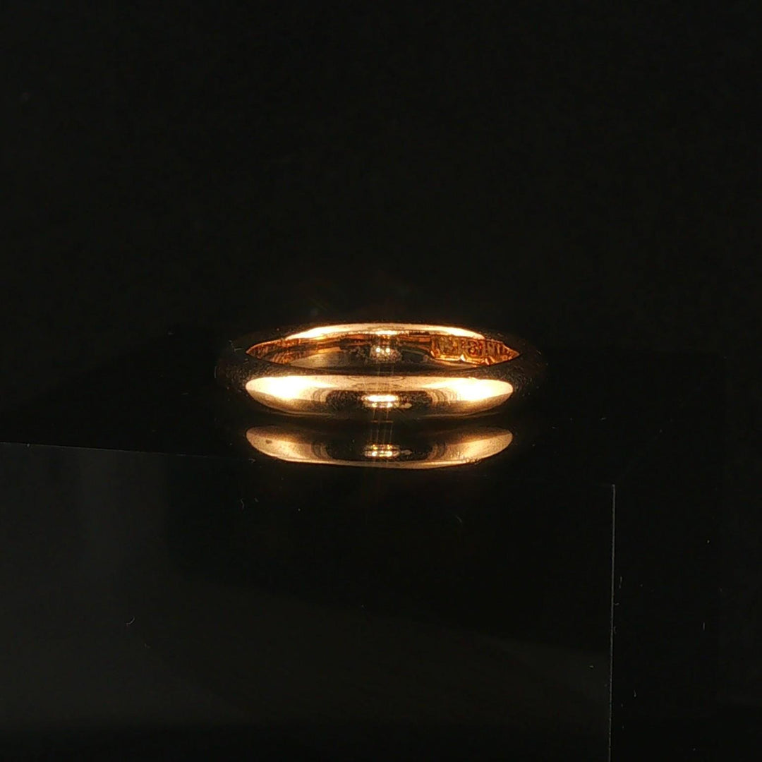 18k Yellow Gold 5.3g Solid Polished Vintage 3.5mm Domed Band Ring Size 7