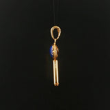 14k Yellow Gold and Lapis Lazuli 4.6g Vintage Key Pendant Italy 1.75"