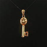 14k Yellow Gold and Lapis Lazuli 4.6g Vintage Key Pendant Italy 1.75"
