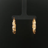 14k Yellow Gold 3.5g Diamond Cut Twisted Spiral Hoop Earrings 1.25"