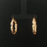 14k Yellow Gold 3.5g Diamond Cut Twisted Spiral Hoop Earrings 1.25"
