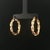 14k Yellow Gold 3.5g Diamond Cut Twisted Spiral Hoop Earrings 1.25"