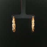 14k Yellow Gold 3.5g Diamond Cut Twisted Spiral Hoop Earrings 1.25"