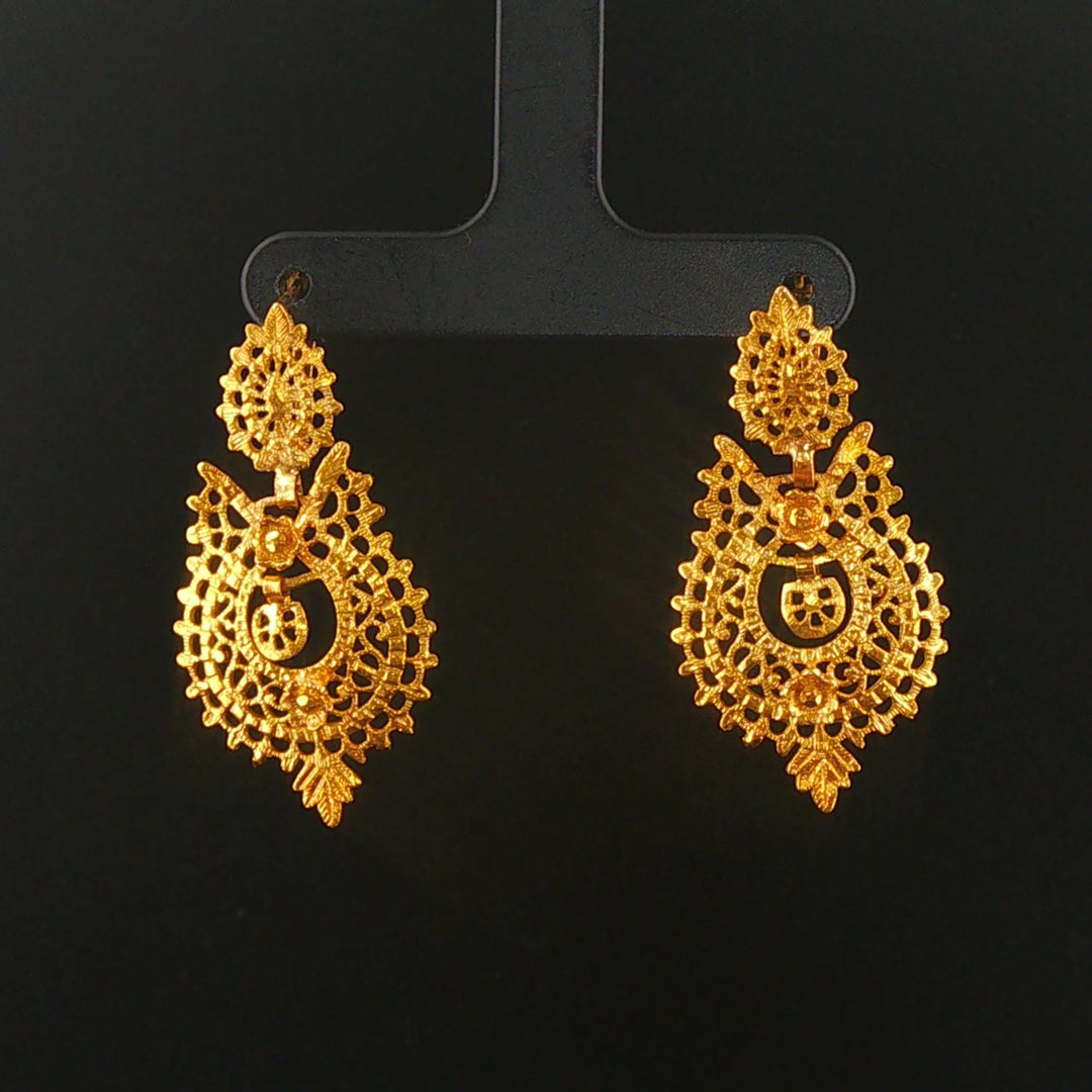 19k Portuguese Yellow Gold 7.9g Solid Vintage Drop Dangle Fancy Earrings 1.5"