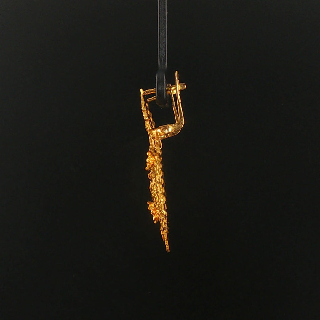 19k Portuguese Yellow Gold 7.9g Solid Vintage Drop Dangle Fancy Earrings 1.5"