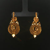 19k Portuguese Yellow Gold 7.9g Solid Vintage Drop Dangle Fancy Earrings 1.5"