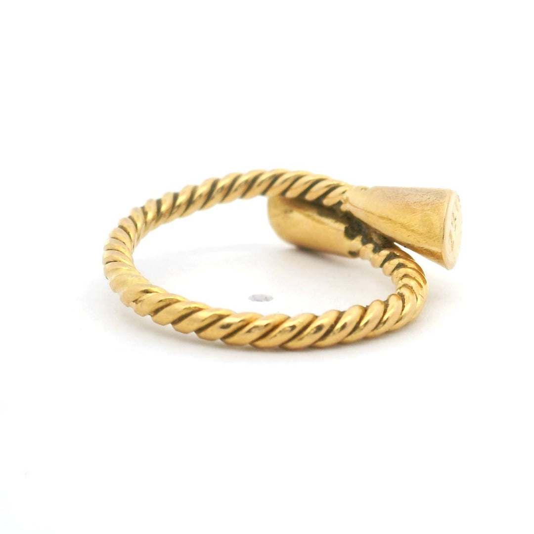 22k Yellow Gold 4g Ladies Ribbed Bypass Ring Size 5.5