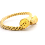 22k Yellow Gold 4g Ladies Ribbed Bypass Ring Size 5.5