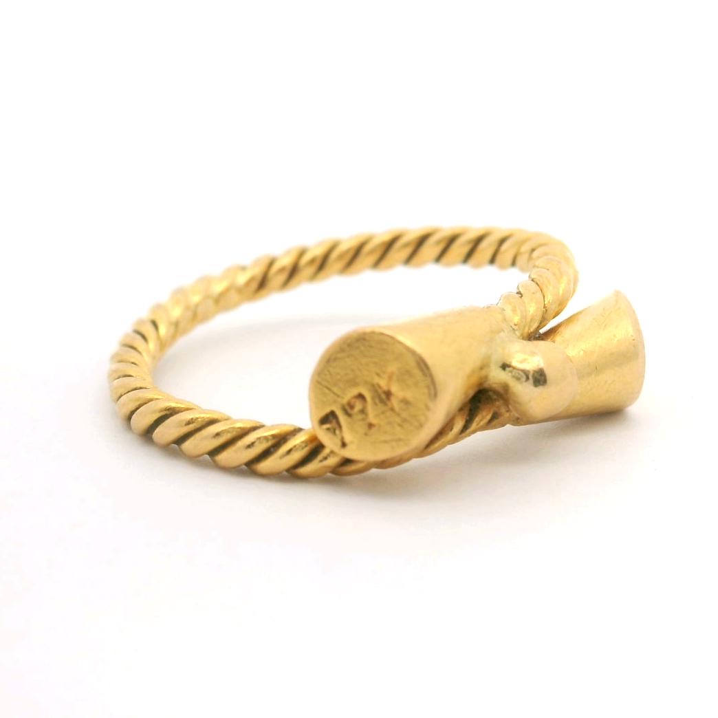 22k Yellow Gold 4g Ladies Ribbed Bypass Ring Size 5.5