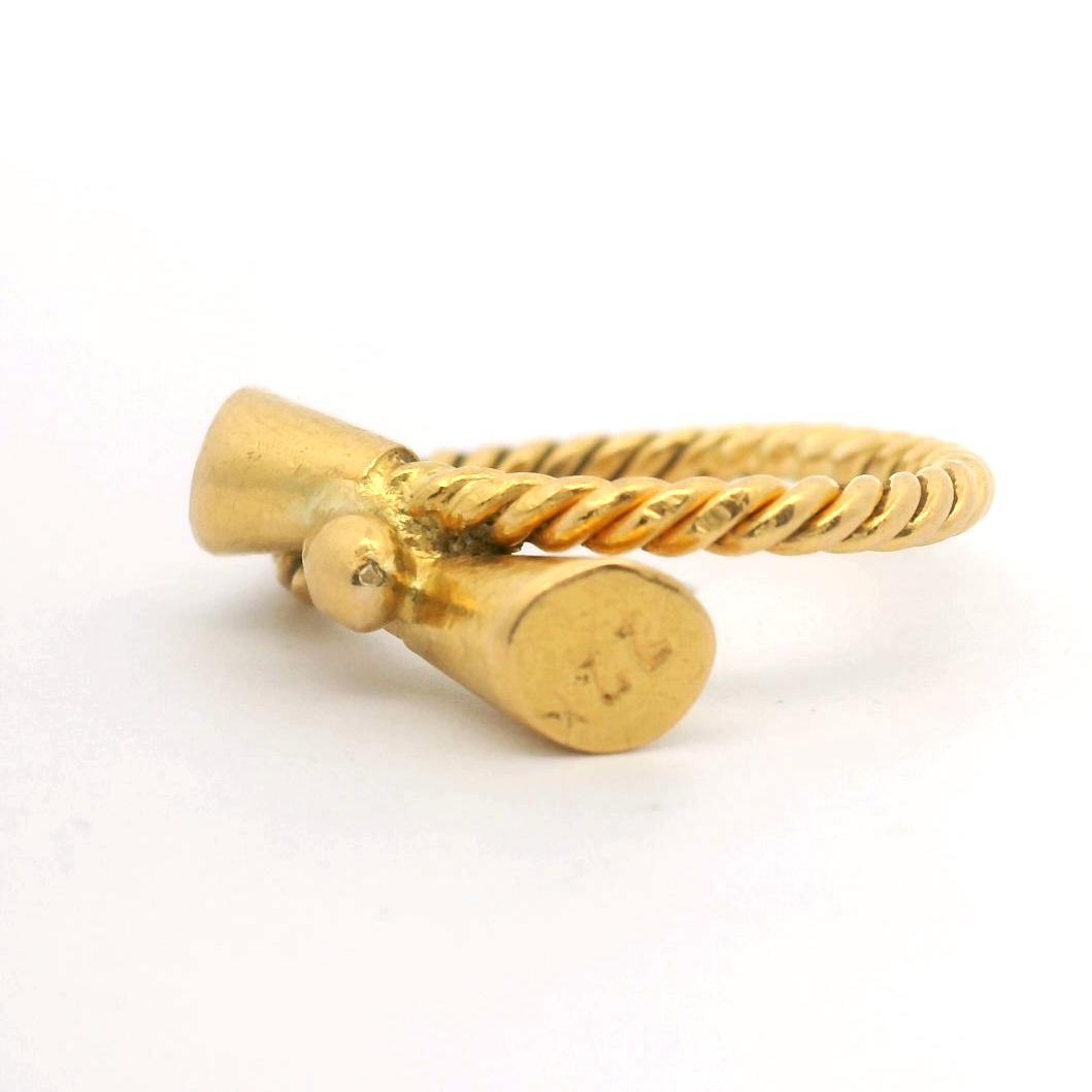 22k Yellow Gold 4g Ladies Ribbed Bypass Ring Size 5.5