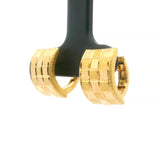 22k Yellow Gold 3.4g Ladies Checkered Huggie Earrings