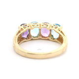 14k Yellow Gold Ladies Four Stone Amethyst and Topaz Ring Size 6.75