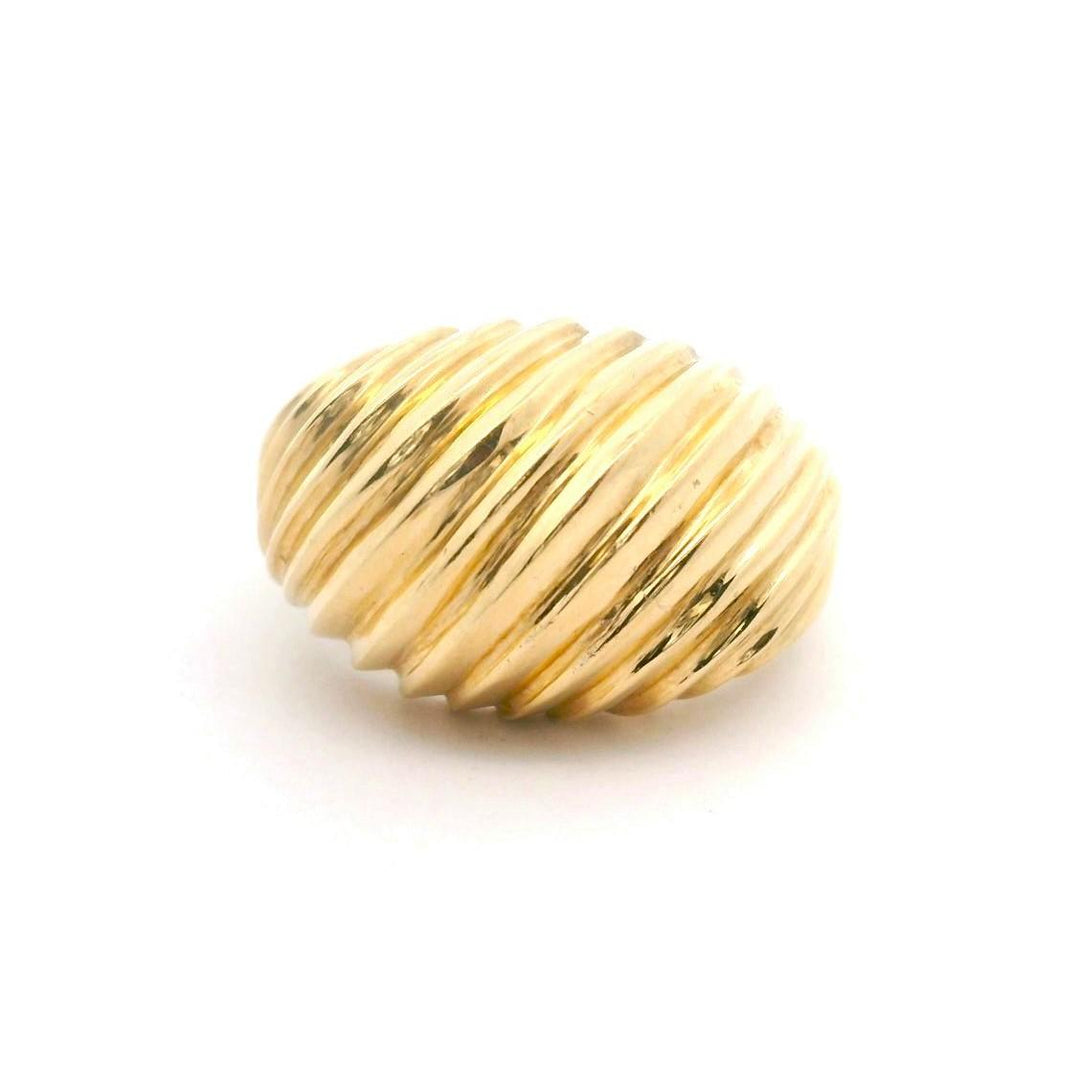 14k Yellow Gold 7g Ladies Ribbed Shrimp Ring Size 6.5