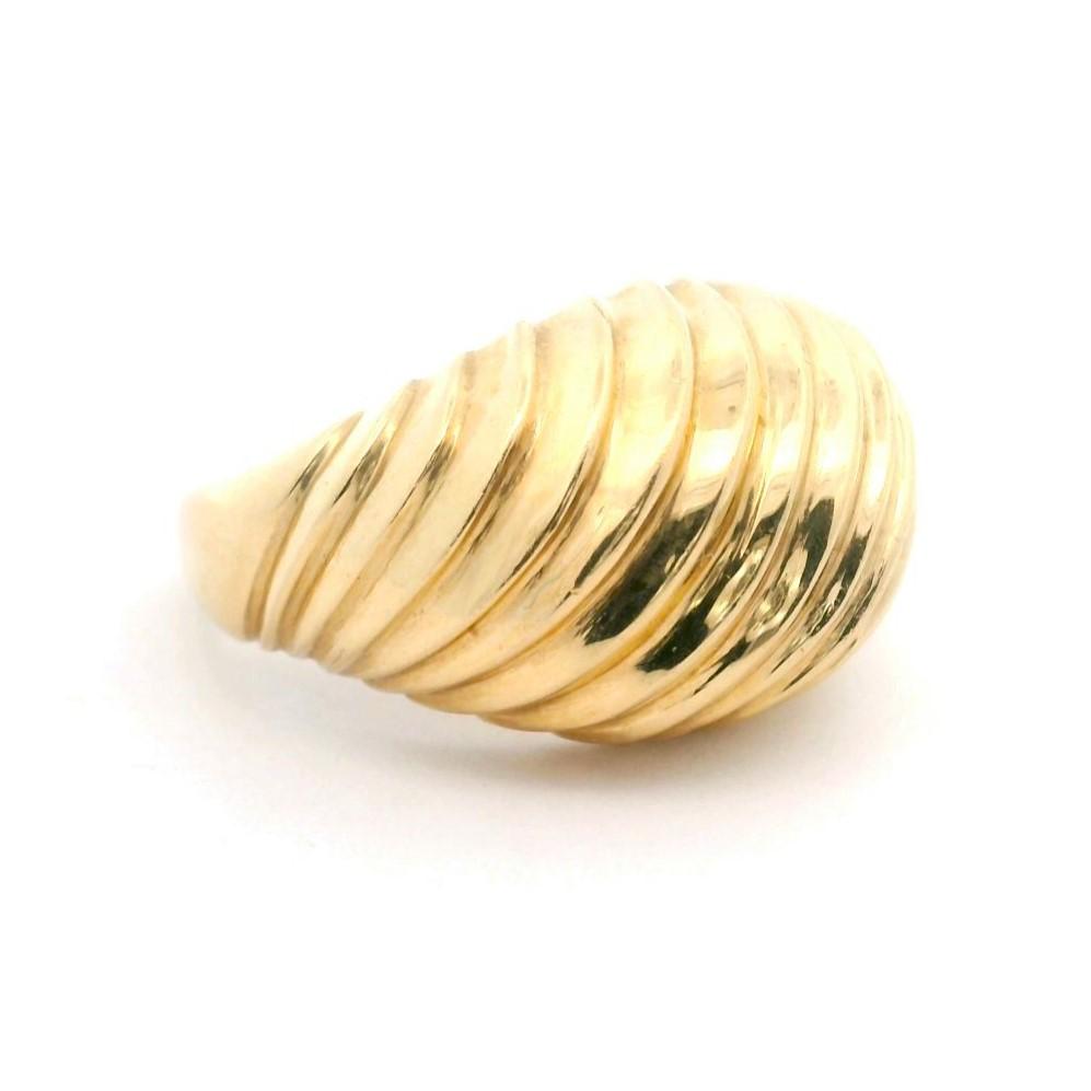 14k Yellow Gold 7g Ladies Ribbed Shrimp Ring Size 6.5