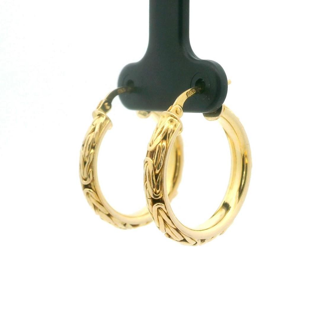 14k Yellow Gold 4.4g Ladies Byzantine Hoop Earrings Italy