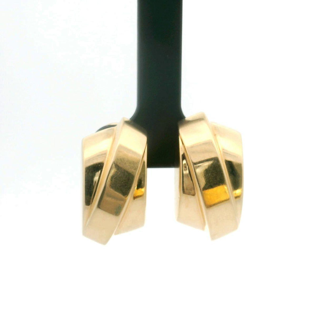 14k Yellow Gold 6g Ladies Polished Ribbon Style Stud Earrings 1"