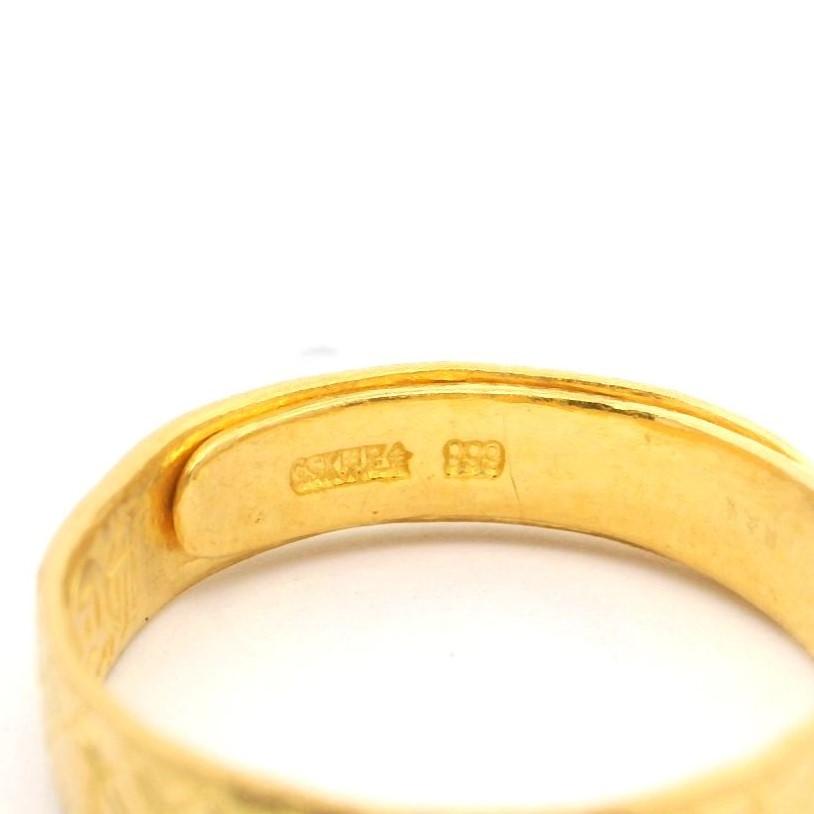 24k Pure Yellow Gold 4.7g Fancy Love Wrap Adjustable Ring Size 7