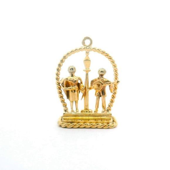 19k Portuguese Yellow Gold 6.7g Vintage Man and Woman Musical Charm